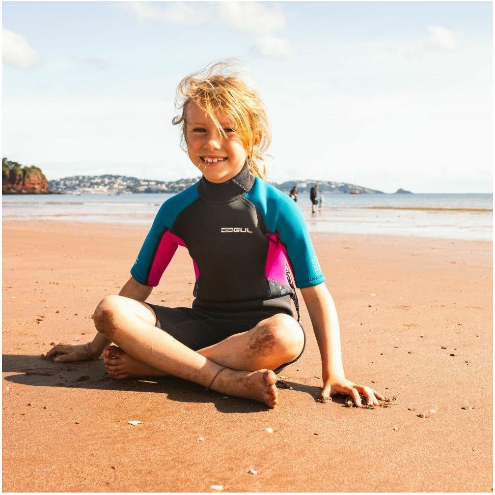 2025 Gul Junior Response 3/2mm Back Zip Shorty Wetsuit RE3321-C1 - Jet / Teal